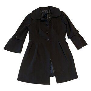 Sele Black Long Sleeve Single Breasted Peacoat Jacket Women's Small S